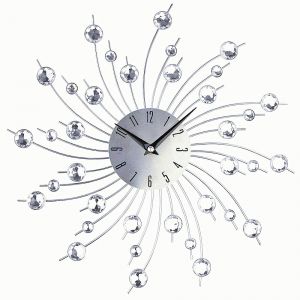 Horloge murale soleil avec perles de diamant strass cuisine moderne salon - Neuf