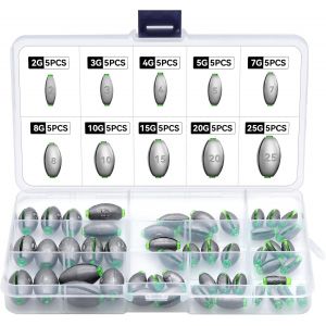 50 Pieces Detachable Split Shot Fishing Lead With Storage Box For Outdoor Fishing (2g/3g/4g/5g/7g/8g/10g/15g/20g/25g/7g/10g/15g/20g/25g/25g/25g/25g/25g/25g 8 Oz) - Neuf