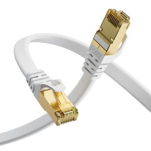 C&acirc;ble Ethernet Cat7 15M,C&acirc;ble R&eacute;seau LAN Gigabit RJ45 Plat Haute Vitesse,C&acirc;ble R&eacute;seau Internet &agrave; Haut D&eacute;bit 10Gbps 600Mhz Compatible pour Switch Router Modem Smart TV PC Laptop&iquest;Blanc&iquest; - Neuf