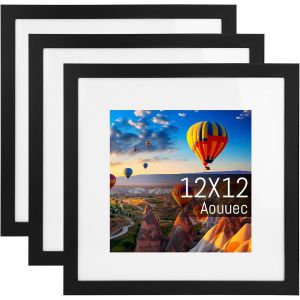 Cmwx-3 Pack 30x30 Noir Cadre Photo Blanc, Verre Haute Définition Et Cadre Photo Carré, Affichage Des Images 12.5x12.5cm Avec Tapis, Collage Photo Pour Le Bureau Et Le Mur - Neuf