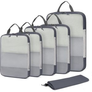 Organisateur Val Packing Cubes - 6 Pi&egrave;ces Sac Rangement Val L&eacute;ger Et Respirant Housse Compartiment Val Organ Urs De Bagage Pochette Vetement Voyage, Gris - Neuf