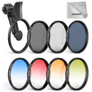 NEEWER Lot de 7 filtres ND de 67 mm compatibles avec Android, Samsung, Google Pixel, Huawei, Xiaomi &agrave; Clipser CPL+ ND32 + Starlight + GND (Rouge/Orange/Jaune/Bleu) Kit d'accessoires de Photographie - Neuf