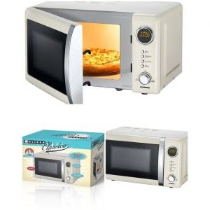 Four &agrave; Micro-ondes Beige Vintage - M&eacute;tallique - 20L - 700W - 12 Programmes Automatiques- 5 puissances - Neuf