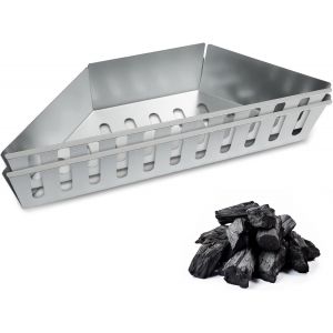 Ulteronixshop-Lot de 2 paniers &agrave; charbon de bois, haute temp&eacute;rature, r&eacute;sistance &agrave; la corrosion, directe et indirecte, support pour briquettes, copeaux de bois, grilles - Neuf