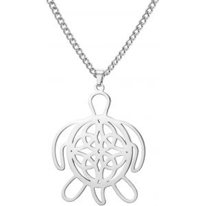 Trahoo-Collier Celtique Tortue En Acier Inoxydable Pendentif Totem Animal Ajouré Amulette De Tortue De Mer Bijoux Pour Hommes Et Femmes - Neuf