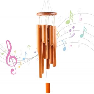 Carillon Bambou,66cm Carillon a Vent en Bambou avec 6 Tubes,Carillon à Vent Extérieur Bambou pour Jardin,Cour,Terrasse,Décoration de la Maison - Neuf