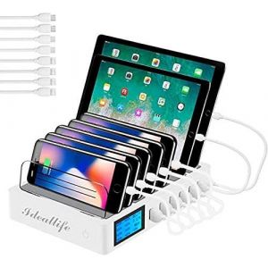 Organisateur de Station de Charge USB à 7 Ports pour Plusieurs appareils avec 7 câbles de Charge Courts,Station de Chargement pour Multi-Appareils,Compatible avec téléphones,Autres appareils - Neuf