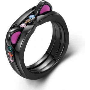 Kal-925 Sterling Silver Rings For Women, Eternity Stacking Ring Cz Heart Cross Wedding Anniversary Promise Engagement Statement Ring, Animal Cat Flower Bee Daisy Ring Birthday Xmas Gift For Her - Neuf