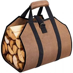 Sac &agrave; b&ucirc;ches en toile, sac de rangement pour bois de chauffage, porte-b&ucirc;ches d'ext&eacute;rieur de grande capacit&eacute;, porte-b&ucirc;ches en bois cir&eacute; avec poign&eacute;es, sac de transport solide (99 x 41 cm) - Neuf