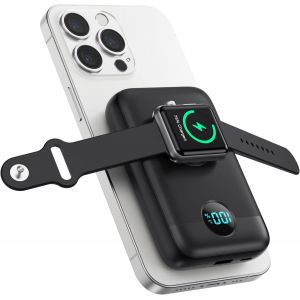 Moun-Batterie Externe Magnétique Sans Fil,4-In-1 10800mah Usb C Power Bank Pour Magsafe,Qc4.0+Pd 22,5w Charge Rapide Chargeur Externe Portable Avec Écran Lcd Pour Apple Watch/Iphone 16/15/14/13/12 - Neuf