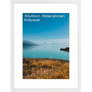 cadre photo 30x30 cm, en MDF et verre acrylique, cadre photo blanc pour accrocher et fixer, salon pour placer et accrocher, cadre décoratif blanc, blanc - Neuf