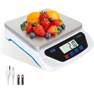 30kg Grande Balance De Cuisine Num&eacute;rique, Balance Nutrition Et Calories, 6 Unit&eacute;s Affichage Lcd, Balance Comptage En Acier Inoxydable Pour La Cuisine, La P&acirc;tisserie, Le Pain Et La Viande Avec Adaptate - Neuf