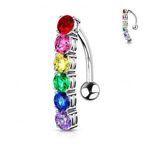 Piercing Nombril Ventre Boule Invers&eacute; Lgbt Pride Gay Bijoux Acier Chirurgical Inoxydable Anti Allergique Banane Barbell Apollon Multicolore Lovepiercing - Neuf