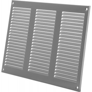 300 x 200 mm / 30 x 20 cm - Grille de ventilation grise avec moustiquaire - Applications de ventilation - Couverture de ventilation intérieure et extérieure - Conception à lamelles - Neuf