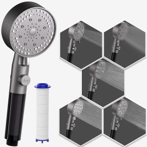 Pommeau de Douche Filtrant,Pommeau de Douche avec Bouton Arrêt,Pommeau de Douche,Douchette avec 5 Types de Jet,Anti Calcaire Pommeau de Douche - Neuf