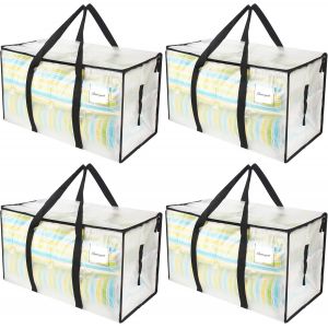 Mevronisshop-4 Pi&egrave;ces Grand Sac De Rangement, 90l Sac Rangement Vetement, Sac De Rangement Imperm&eacute;able, R&eacute;sistant Et Extra-Large, Housse Vetement Avec Poign&eacute;e Pour Ranger Et Organiser Les V&ecirc;tements - Neuf