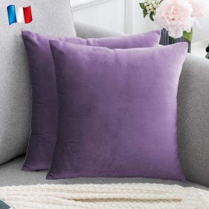 Cauc-Lot De 2 Housse De Coussin D&eacute;corative Violet Lavande Velours 50x50 Cm Uni, Taie D'oreiller Carr&eacute; Doux Et Moderne, D&eacute;coration Salon Scandinave Pourpre (2 Violet Lavande) - Neuf