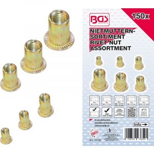Bgs Technic - Assortiment D'&eacute;crous Rivets Acier Galvanis&eacute; 150 Pi&egrave;ces Bgs 14126 - Neuf