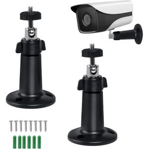 MEVRONISSHOP-Support Cam&eacute;ra Ext&eacute;rieur Mural, 360&deg; R&eacute;glable Fixation Support Murale Camera Surveillance Int&eacute;rieur et Ext&eacute;rieur Plafond R&eacute;Glable pour Surveiller L'Installation avec des Vis, 2 Pi&egrave;ces, N - Neuf