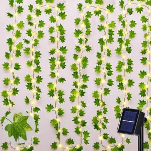 Guirlande Lumineuse Solaire Exterieur 10m 100 Led Lierre Artificiel Guirlande, 8 Modes Ip65 Étanche Guirlande Lierre Lumiere Solaire Pour Jardin Terrasse Balcon Chambre Noël Décoration - Neuf