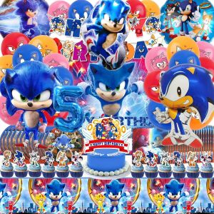 CAUC-84 Pi&egrave;ces Kit Decoration Anniversaire Soni, Soni Decoration Anniversaire, Anniversaire Soni, Ballon Soni, Decoration Pour Gateau Soni, Assiette Anniversaire, Anniversaire Soni 5 Ans - Neuf