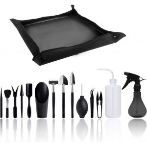 CHECARZHN--NO1-Ensemble D'Outils De Jardin, Mini Ensemble D'Outils De Jardin Intérieur, Ensemble Complet D'Outils, Adapté À La Plantation En Intérieur Ou En Pot, Un Total De 15 Pièces Avec Tapis (Noi - Neuf