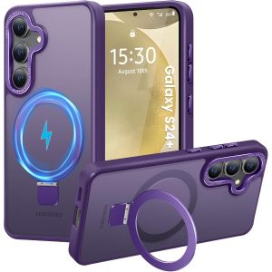 TRAHOO-Coque pour Samsung Galaxy S24 Plus, Magnétique Robuste Anneau de Support Invisible, Protection Militaire, étui Antichoc pour Samsung S24 Plus(Violet foncé) - Neuf