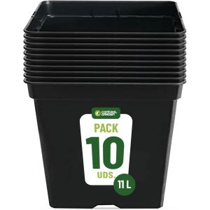 Nouvelhorizonstore-Growmania Lot De 20 Pots Carr&eacute;s Pour Plantes En Plastique Noir 11 L 22 X 22 X 26 Cm - Neuf