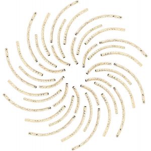 1 Bo&icirc;te De 40 Perles Tubulaires Incurv&eacute;es Dor&eacute;es De 4 Tailles, Perles Fines En Laiton Plaqu&eacute; Or 24 Carats, Connecteurs D'espacement Longs Et Larges Pour La Fabrication De Bijoux Diy - Neuf