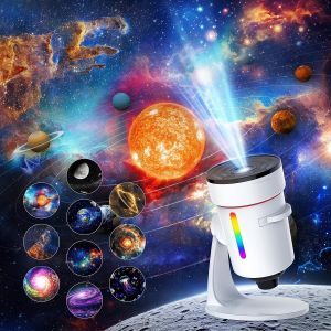 Galaxy Projector, 10 Realistic Nebula Scenarios, 4K HD Projector Lamp Galaxy Adjustable Angle and Focal Length with Timing Function, 360&deg; Rotatable for Bedroom Decoration, Extra Wide Coverage - Neuf