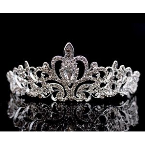 Braut Prinzessin Österreichische Kristall Tiara Hochzeit Krone Schleier Haar Accessoire Argent - Neuf