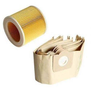 5x sac à poussière 1x filtre pour aspirateur Karcher Wd3 Premium -aoba Nouveau - Neuf