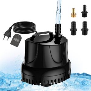 Pompe A Eau 15w 800l/H Pompe Aquarium Ultra Silencieuse Pompe Bassin Avec 1.5m Câble, Tuyau De 1m, 2 Buses Pompe À Eau Submersible Pour Fontaines,Jardins,Baignoires, Étangs - Neuf