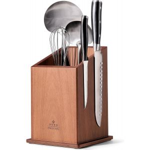 Jexnovashop-Porte Couteaux Aimant&eacute; Et Porte Ustensiles Cuisine, Porte Couteau Aimant&eacute; En Bois D'acacia, Bloc Couteaux Cuisine Magn&eacute;tique Grande Capacit&eacute; Aux Couteaux Et Ustensiles De Cuisine - Neuf