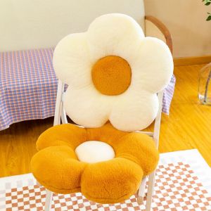 Lot de 2 coussins d&eacute;coratifs en forme de marguerite jaune et blanche, 35 cm, en peluche, pour le sol, le bureau, le salon, la chambre &agrave; coucher, le canap&eacute; - Neuf
