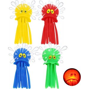 Kal-Lot De 4 Jouets De Bain En Forme De Pieuvre Avec Lumière Led Et Pistolet À Eau - Pour Enfants À Partir De 3 Ans - Idéal Pour La Piscine, La Plage Et La Baignoire - Neuf
