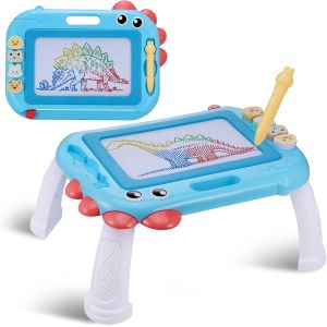 KALANKA-Ardoise Magique Enfant, Tableau Magique avec Pieds Amovibles et Stylo, Ardoise Magique 4 Zones de Couleur, Tablette Dessin Enfant Facile à Essuyer, Educatifs Jouet Enfant 2, 3, 4 Ans (Bleu) - Neuf