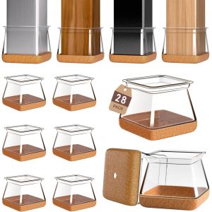 28 Pièces Carré Protection Pied De Chaise,Silicone Transparent Patins Pour Meubles,Protection Pied De Chaise Pour Sols En Bois Dur Et Carrelage,Réduisent Les Rayures(Fit: 25.1-36mm) - Neuf
