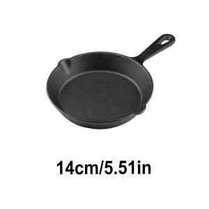 Poêle À Frire De Cuisine,Poêle À Frire En Fonte Avec Poignée Résistante À La Chaleur,Ustensiles De Cuisine Pré-Assaisonné Pour Frire,Sauter,Cuisiner-14cm-16cm-25cm - Neuf