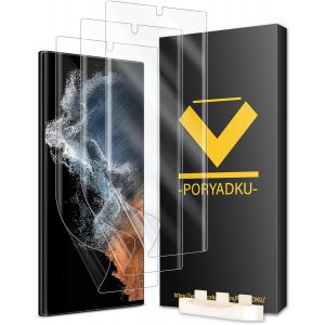 CAUC-3 Pi&egrave;ces Soft Protection ecran pour Samsung Galaxy S22 Ultra 5G, Cadre d'Installation 1 Pi&egrave;ces, Compatible avec d'empreintes, Sans Bulle, 3D-Coverage [Non-Verre] - Neuf