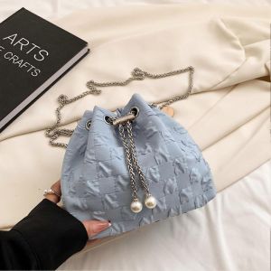 Les femmes Seau Sacs de Grande Capacit&eacute;, &Eacute;l&eacute;gant Cordon de serrage Sac Seau en Toile de la Cha&icirc;ne d'Seau Sacs Quotidienne Bleu Taille Libre - Neuf