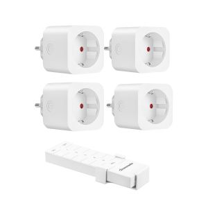 Prise T&eacute;l&eacute;command&eacute;e Programmable avec 4 Prises et 1 T&eacute;l&eacute;commande Pr&eacute;-appari&eacute;s, 16A/3680W, Prise T&eacute;l&eacute;commande Sans Fil avec Port&eacute;e de 30 m dans la Zone Ouverte, Certifi&eacute; CE, Lot de 4 - Neuf