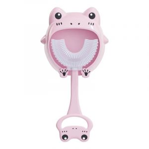 Brosse &Agrave; Dents Manuelle En Forme De U Pour Enfants De 2 &Agrave; 6 Ans, Avec Poils En Silicone, Pour Un Nettoyage Complet, Livr&eacute;e Dans Un &Eacute;tui Anti-Poussi&egrave;re (Rose). - Neuf