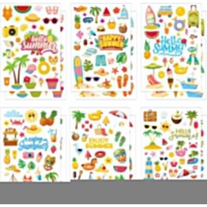 344 Pcs Autocollants Été Pour Enfants, 12 Feuilles Autocollants Vacances Dessin Animé, Piscine, Ananas, Soleil, Autocollant Plage Coloré Pour Fête, Vacances, Scrapbooking, Journal, Artisanat - Neuf