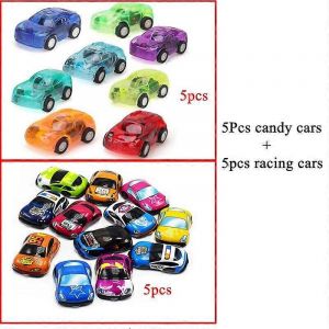 6pcs/10pcs Mini Pull Back Cars Toy Plastic Car Model Funny Kids Vehicle Car Model Toy Children Wheels Set Cool Birthday Gift YJN Toy Cars-5candy 5racing car - Neuf