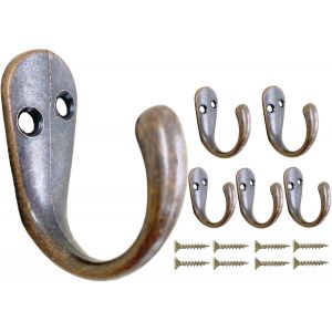 Patere Murale Antique,6 Crochets et Patères pour la Maison Simple Lourd Métal Crochet Mural a Visser pour Porte Entrée Cuisine Chambre Salle de Bain Garage,Cuivre - Neuf