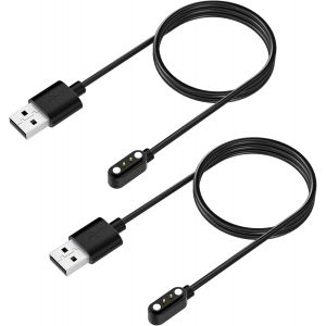 Kalanka-Chargeur Compatible Avec Yamay Veryfitpro Sw021/Sw01/Willful Sw023/Sw025/Letsfit Id205l/Letscom Id205s/Id216/Umidigi Uwatch 3/Uwatch Gt, 2pcs Câble De Charge Usb Montre Magnétique 3,3ft - Noi - Neuf