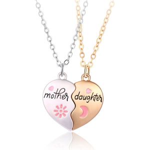 Kal-Colliers Pour Femme,Collier De Filles,Collier Parent-Enfant Mère Et Fille, Pendentif Magnétique, Bijoux Cadeau Fête Des Mères, Cadeau Bijoux Pour Femmes Et Filles - Neuf