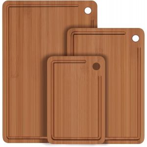 Planche À Découper En Bambou Durable Pour Cuisine Avec Rainures Profondes Pour Jus De Fruits, Charcuterie Et Hachage Idéales Pour La Viande, Les Légumes Et Les Fruits - Neuf