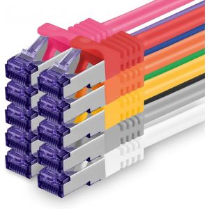 10 x 0.25 m CAT7-10 Gigabit Network Cable-Patch Cable RJ45 Ethernet Cable (SFTP PIMF LSZH CU)-for DSL LAN Switch Modem Router Patch Panel CAT7 CAT6 CAT5 Multi-Coloured - Neuf